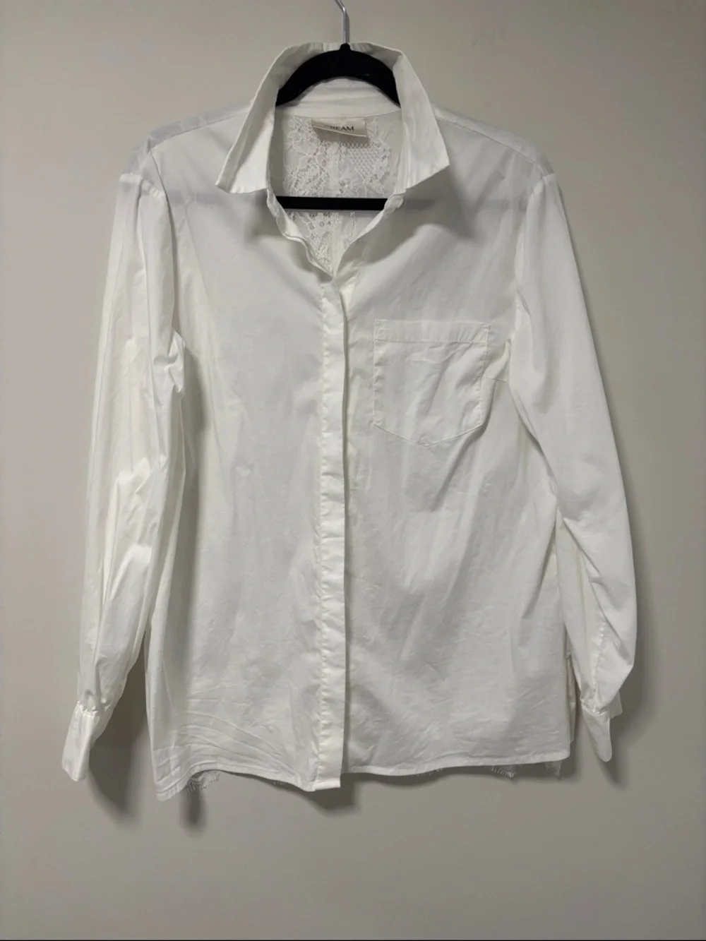 NWOT CREAM Women's White Lace-Back Button-Up Blouse - Picture 2 of 12